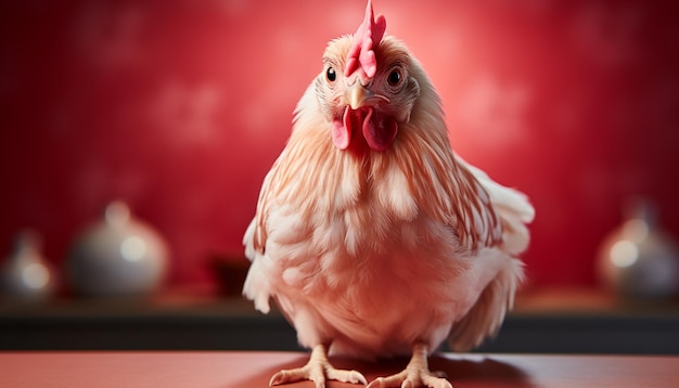 Foto gratuita un lindo pájaro joven de pie en la hierba mirando la cámara generada por la inteligencia artificial