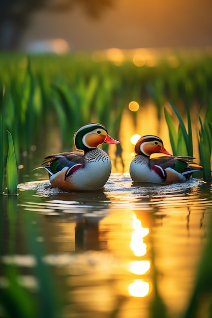 Lindo pato viviendo la vida en la naturaleza