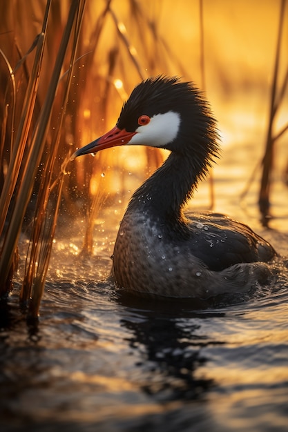 Foto gratuita lindo pato viviendo la vida en la naturaleza