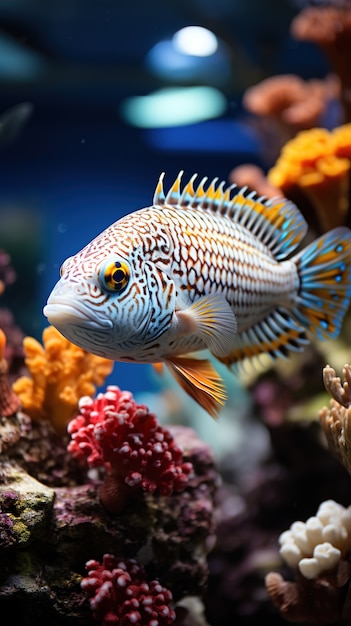 Foto gratuita lindo pez cerca del arrecife de coral