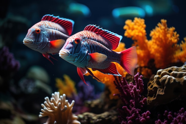 Foto gratuita lindo pez cerca del arrecife de coral