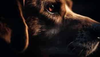 Foto gratuita lindo retrato de cachorro enfocado en la nariz y los ojos generados por ia