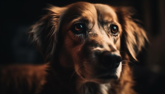 Lindo retrato de cachorro leal spaniel mirando triste generado por AI