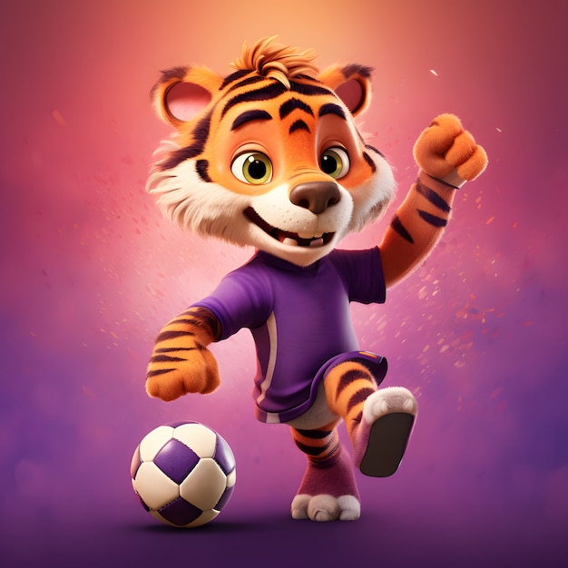 Lindo tigre jugando al fútbol