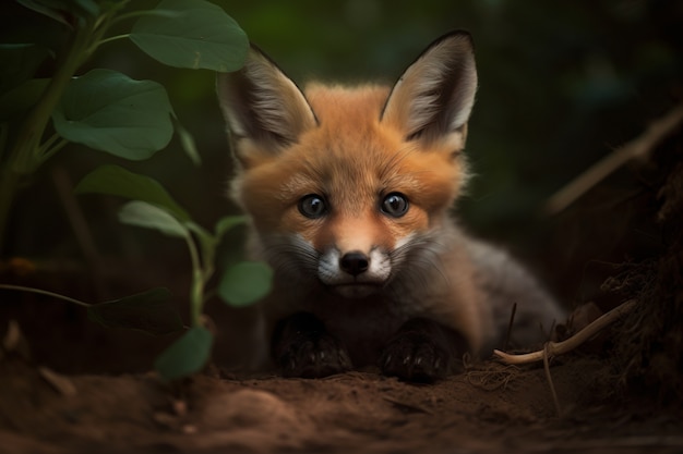 Lindo zorro en la naturaleza