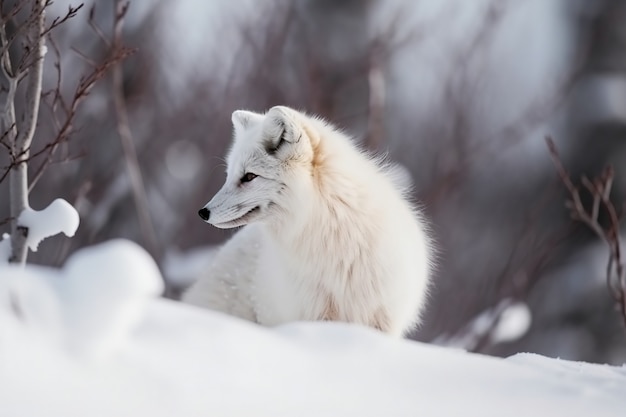 Foto gratuita lindo zorro con nieve al aire libre