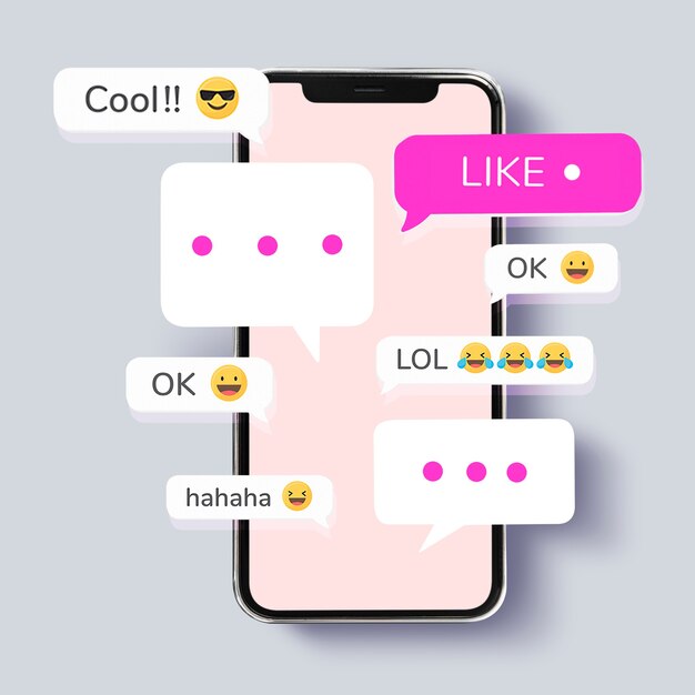 Lindos mensajes de texto en la combinación de medios de la pantalla del teléfono móvil