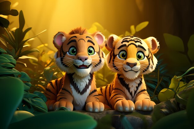Lindos tigres en la selva