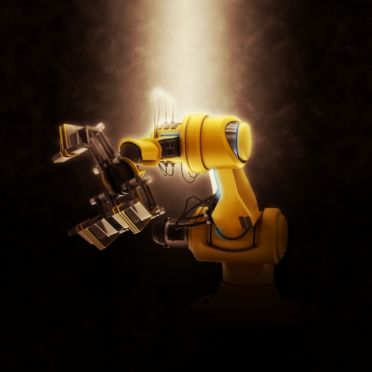 Foto gratuito línea de montaje de robots