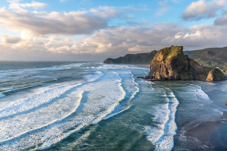 Foto gratuito lion rock y playa piha