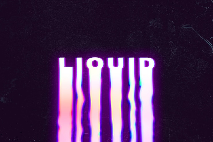 Photo Gratis liquid typography in holographic liquid font