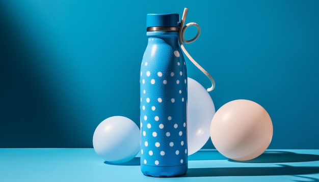 Líquido azul fresco en diseño de botella de plástico generado por IA
