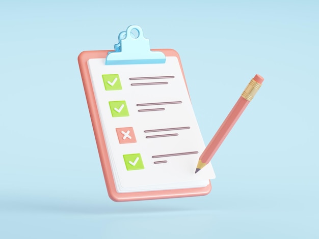 Lista de verificación 3d en el procesamiento del portapapeles Ilustración