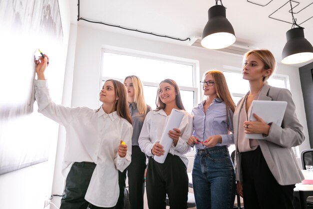 Lluvia de ideas corporativas con mujeres