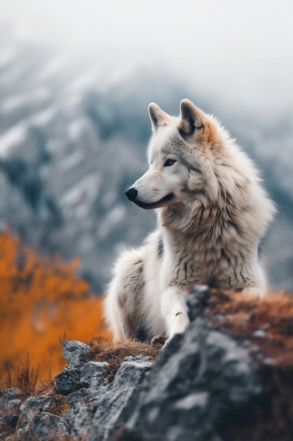 Foto gratuita lobo en entorno natural