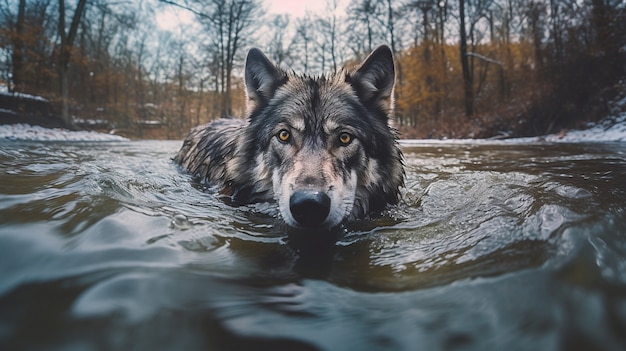 Foto gratuita lobo en entorno natural