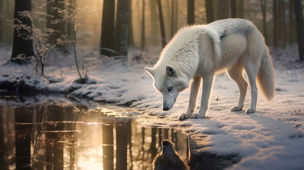 Foto gratuita lobo en entorno natural