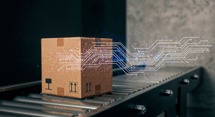 Foto gratuito logística y tecnología automatizada de entrega de paquetes