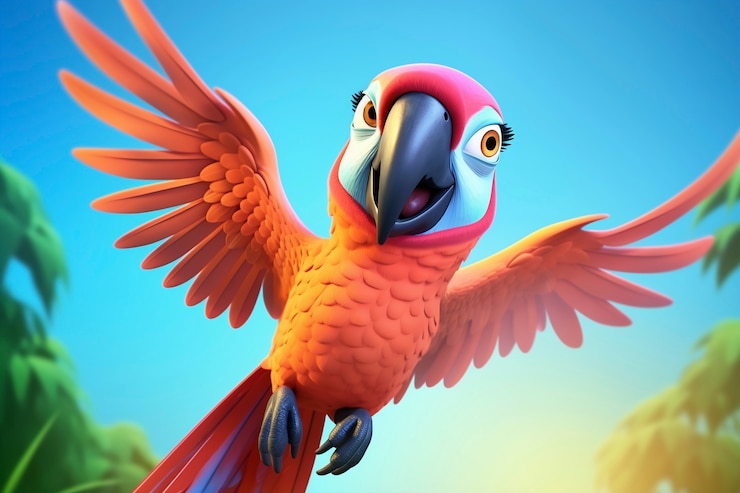 Foto gratuito el loro de dibujos animados en la naturaleza