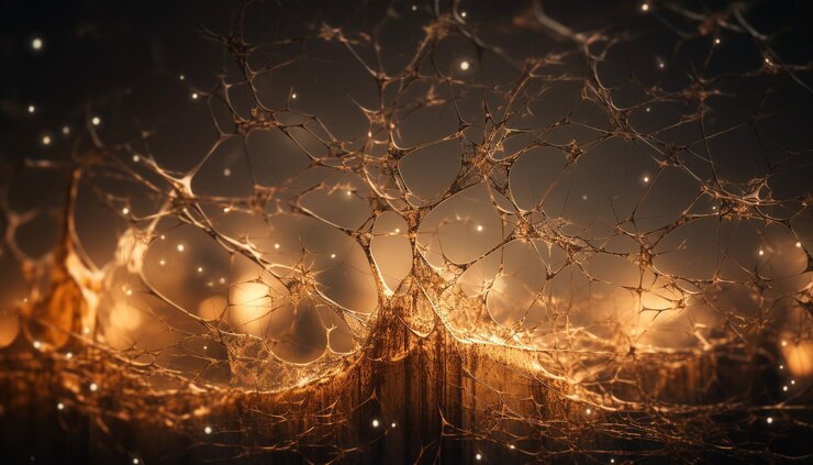 Foto gratuito luces amarillas brillantes iluminan ramas de árboles de invierno generadas por ia