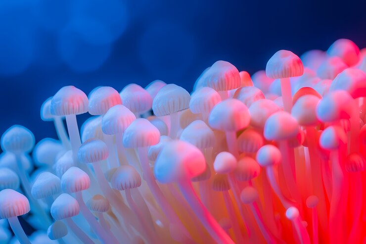 Foto gratuito luces de colores brillantes con setas y hongos