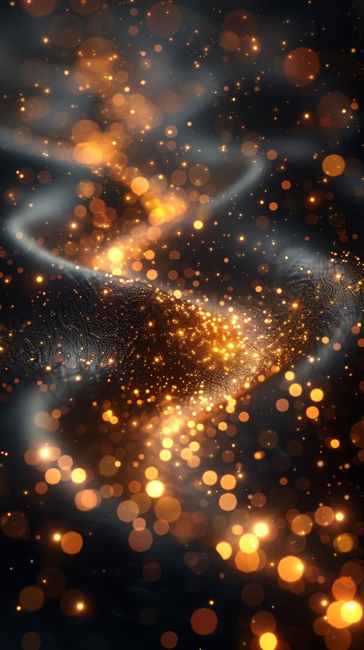 Foto gratuito luces doradas en fondo oscuro