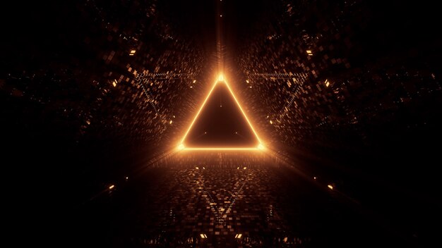 Luces láser de neón de forma triangular con fondo negro
