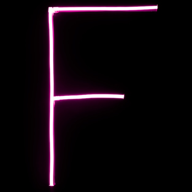 Luces de neón rosadas del alfabeto en fondo negro