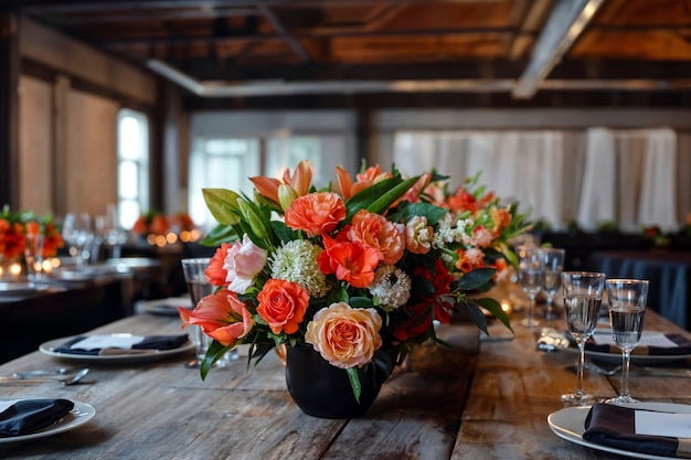 Lugar de boda fotorrealista con intrincada decoración y adornos