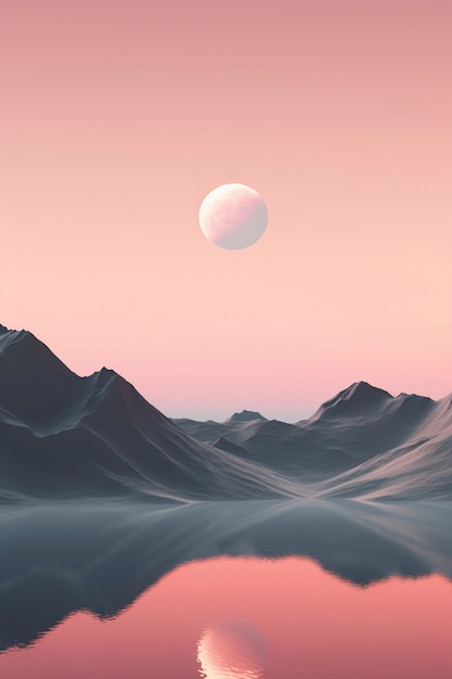 Luna fotorrealista con un paisaje abstracto