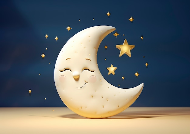 Luna soñadora con las estrellas