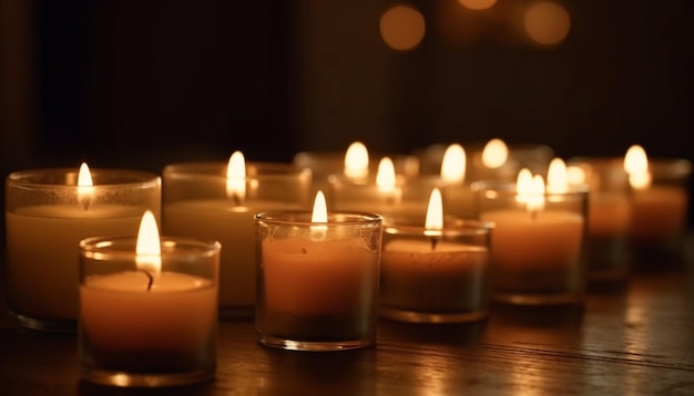 La luz de las velas pacífica enciende la espiritualidad simboliza el amor generado por la IA