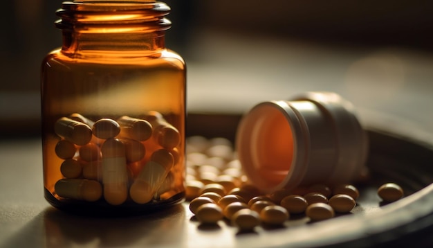 Macro dosis de medicamentos derrama cuidados farmacéuticos generados por IA