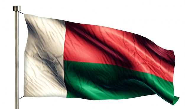 Madagascar bandera nacional aislado fondo blanco 3d