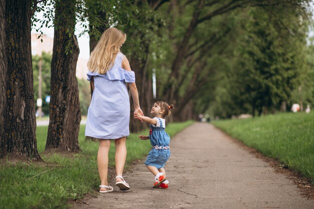 Madre con hija pequeña en el parque