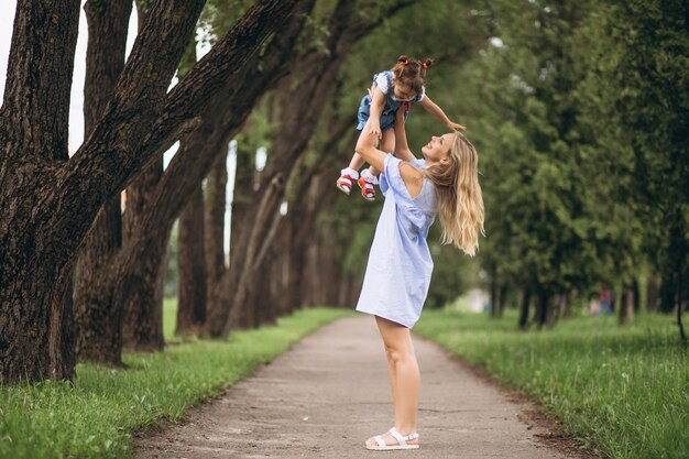 Madre con hija pequeña en el parque