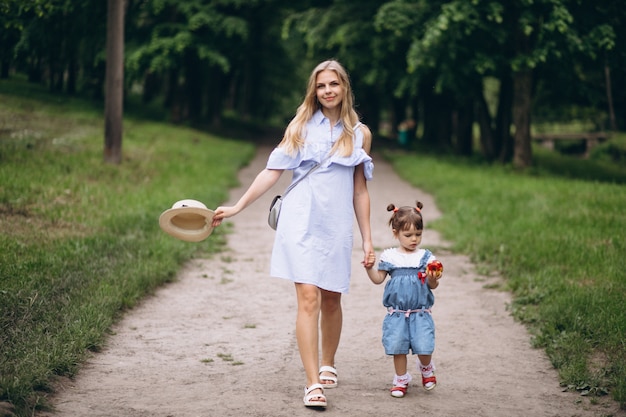 Madre con hija pequeña en el parque