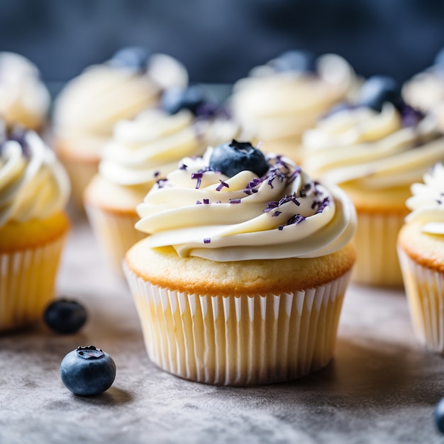 Foto gratuita magdalenas deliciosas con arándanos