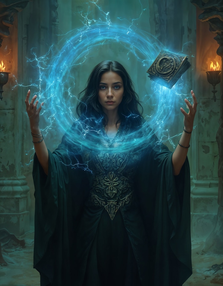 Foto gratuito magia femenina con poderes mágicos