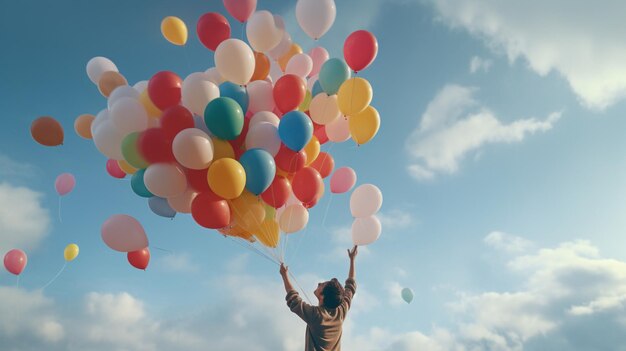 El mágico momento de lanzar globos al cielo