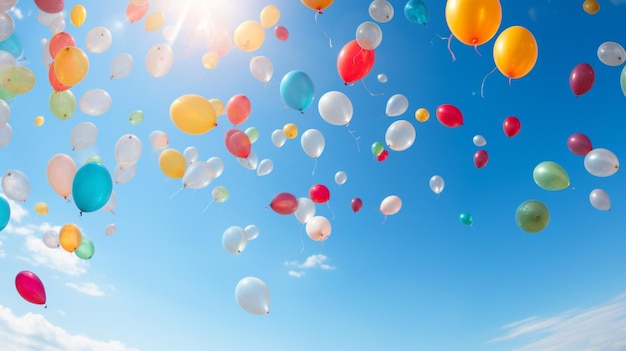 Foto gratuita el mágico momento de lanzar globos al cielo