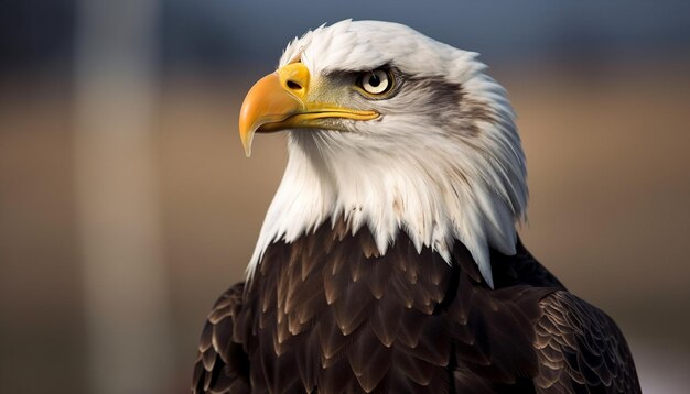 Majestic Bald Eagle posado selectivo enfoque orgulloso símbolo generado por AI