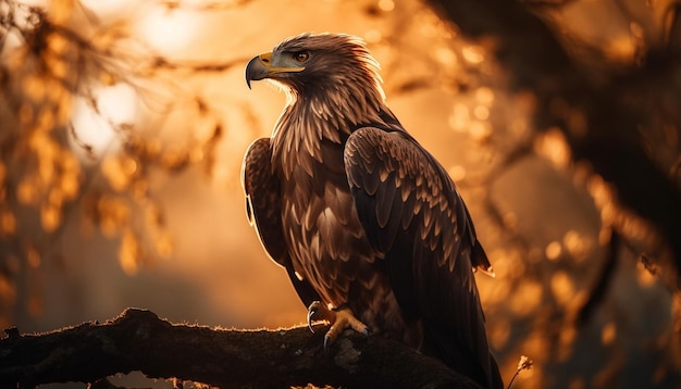 Foto gratuita majestuosa águila calva posada en la rama de un árbol generada por ia