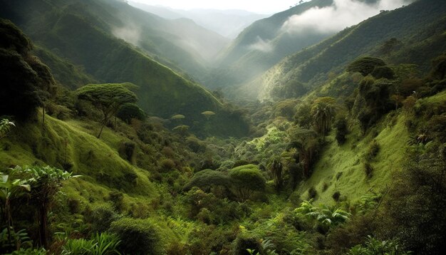 Majestuosa aventura en la cordillera, una escena tranquila generada por IA