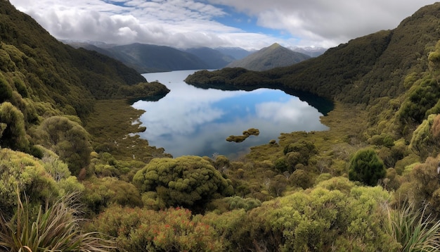 Foto gratuita majestuosa cordillera se refleja en aguas tranquilas generadas por ia