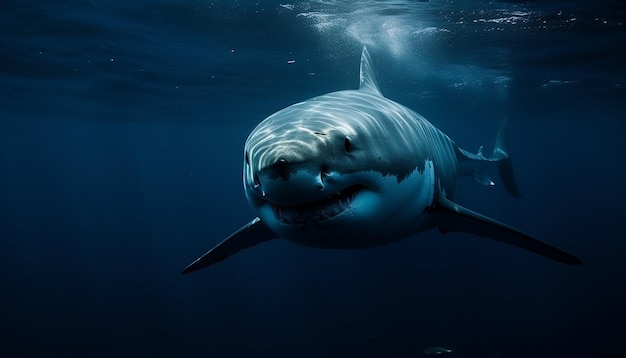 Foto gratuita majestuosa mantarraya gigante nadando en azul generada por ia