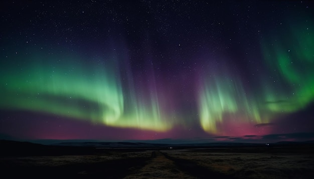 Foto gratuita la majestuosa montaña brilla con la vibrante luz de las estrellas generada por ia