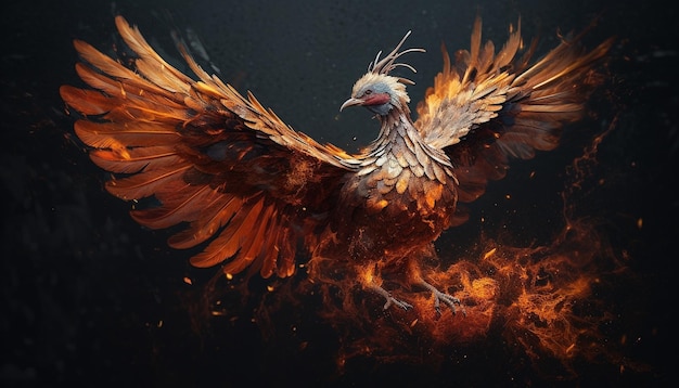 Foto gratuita majestuosas plumas de cola vibrantes de gallo en movimiento generadas por ia