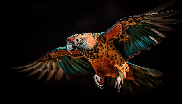 Foto gratuita majestuoso halcón volando con plumas generadas por ia