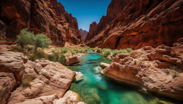 Majestuoso paisaje de rocas rojas, un hito natural generado por IA